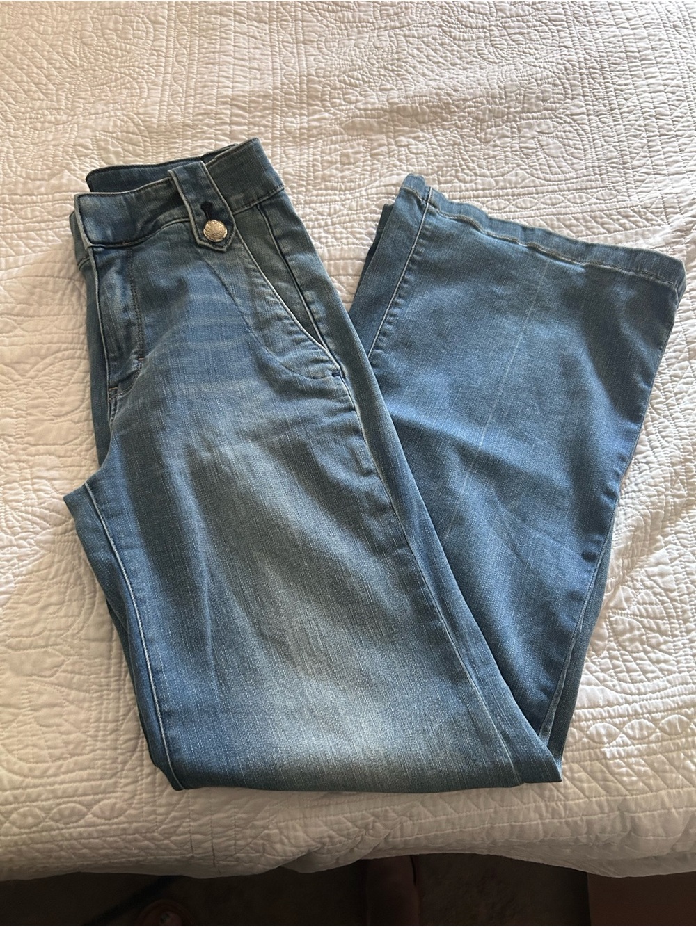 White House Black Market Light Wash Flare Jeans